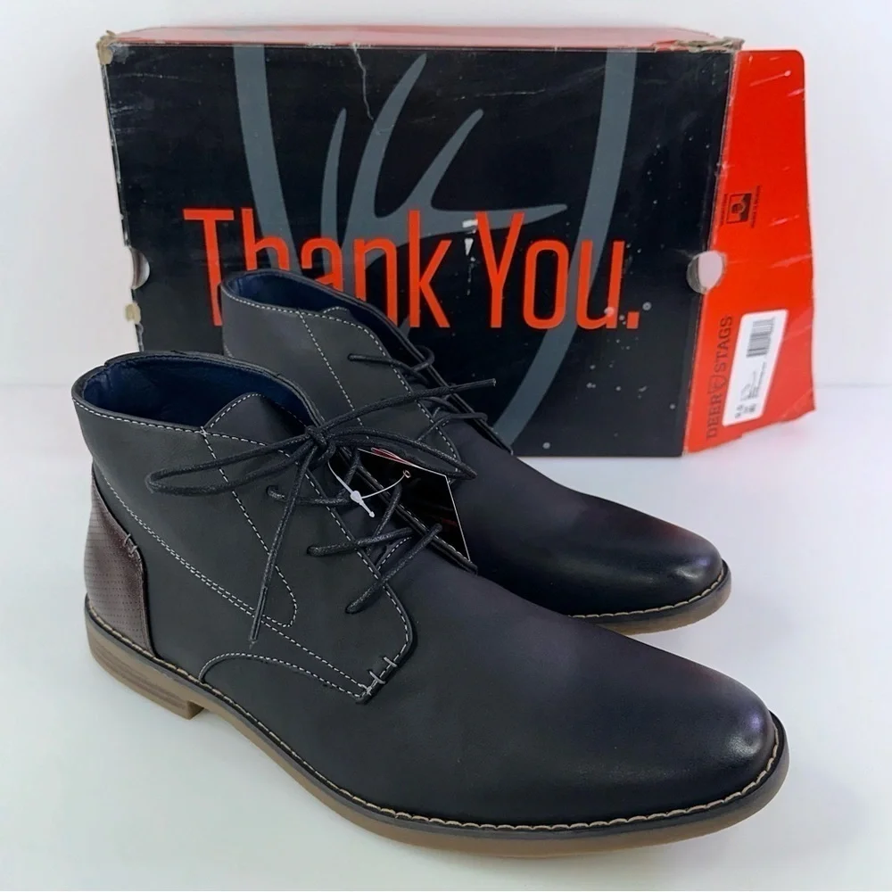Deer Stags Mark Black/brown Olive Mens US Size 9.5 Chuka Boots